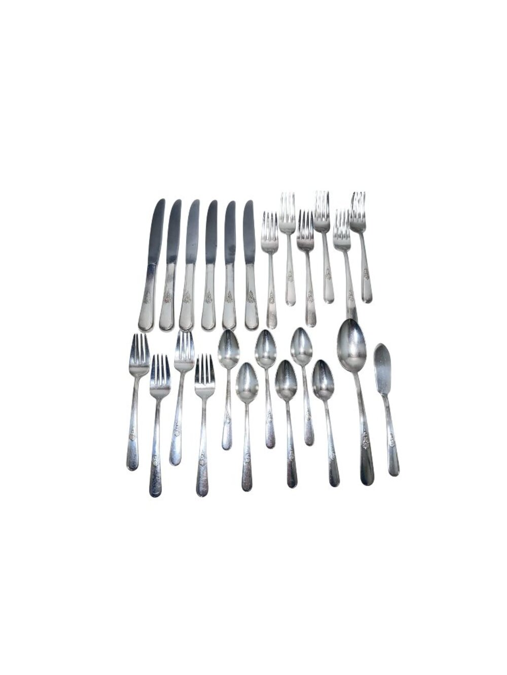 Holmes & Edwards Inlaid IS 1940's Silverware Set Youth Pattern 25 Pcs 6 Settings